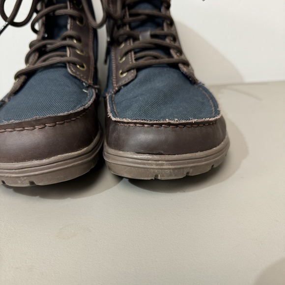 Lems Boulder Boots Size 42 Blue Brown Leather Mesh Barefoot Wide Toe - Picture 5 of 16